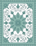 Artistic Teal Floral Swirl Pattern Rug