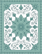 Artistic Teal Floral Swirl Pattern Rug