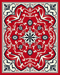 Bold Red Cream Floral Medallion Rug