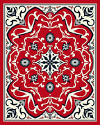 Bold Red Cream Floral Medallion Rug