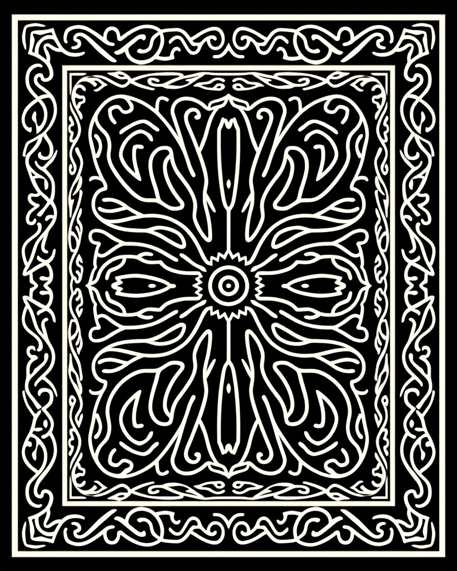 Intricate Floral Scrollwork Symmetry Rug