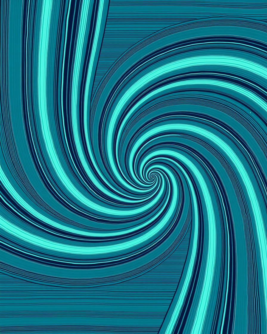 Abstract Swirl Teal Stripes Rug
