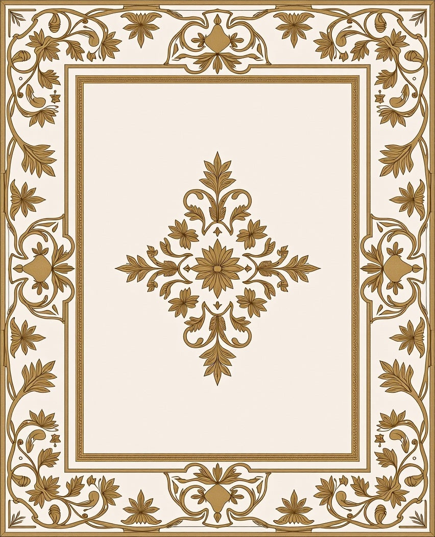 Ornate Floral Classic Border Rug