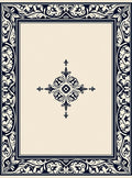 Elegant Dark Blue Scrollwork Border Design Rug