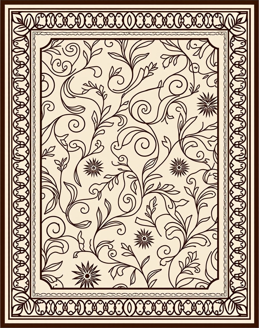 Elegant Floral Vine Scroll Pattern Rug