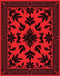 Red Black Bold Floral Abstract Design Rug