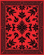 Red Black Bold Floral Abstract Design Rug