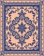Ornate Floral Scrollwork Patterned Rug