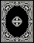 Black White Ornate Scroll Pattern Rug