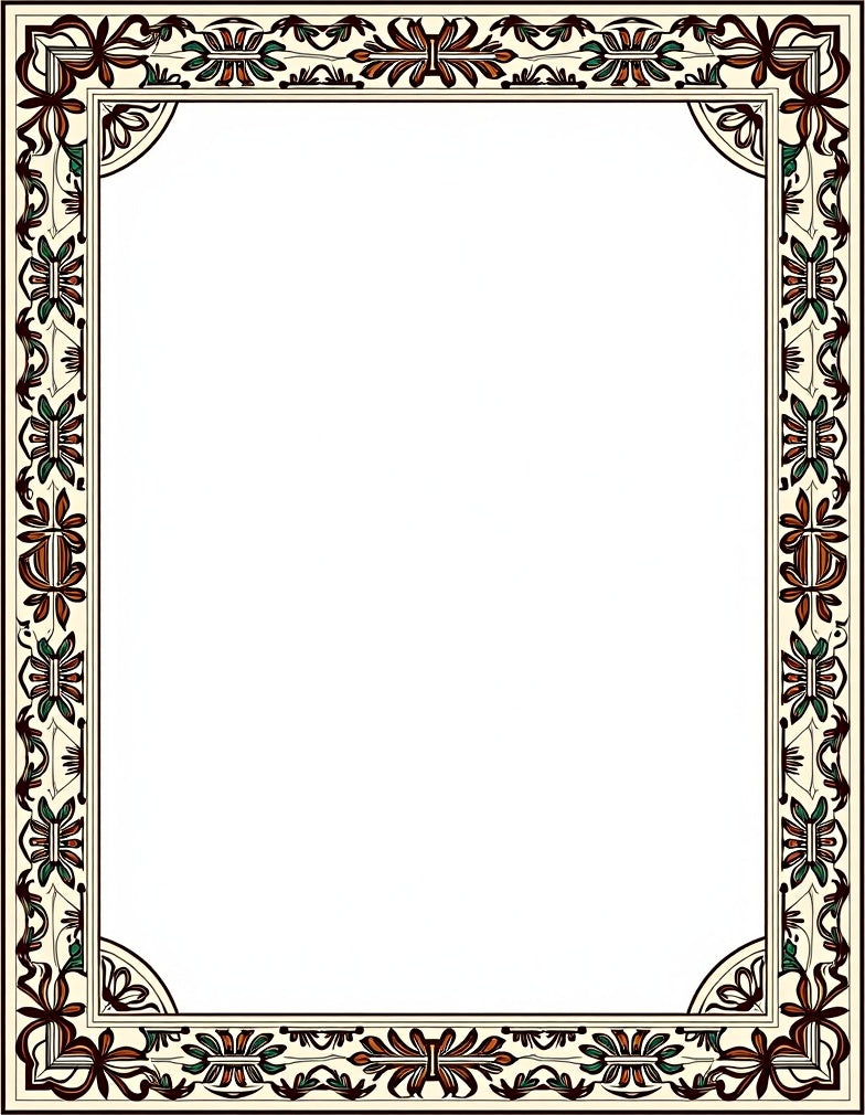 Ornate Floral Border Design Rug