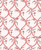 Coral Lattice Floral Pattern Rug