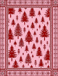 Deep Red Pine Forest Pink Blanket Rug