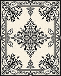 Classic Arabesque Black Ivory Tiled Pattern Rug