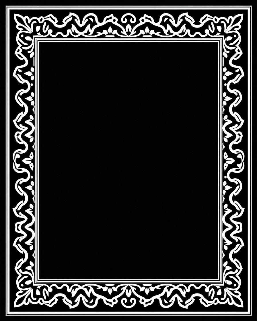 Ornate Scrollwork Border Design Rug