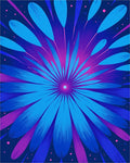 Radiant Blue Floral Burst Design Rug