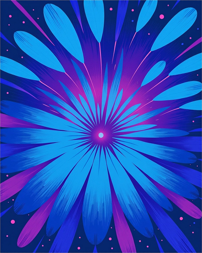 Radiant Blue Floral Burst Design Rug