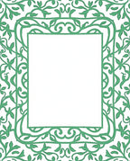 Elegant Green Vine Scroll Border Rug