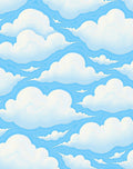 Sky Blue White Cloudscape Print Rug