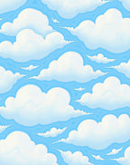 Sky Blue White Cloudscape Print Rug