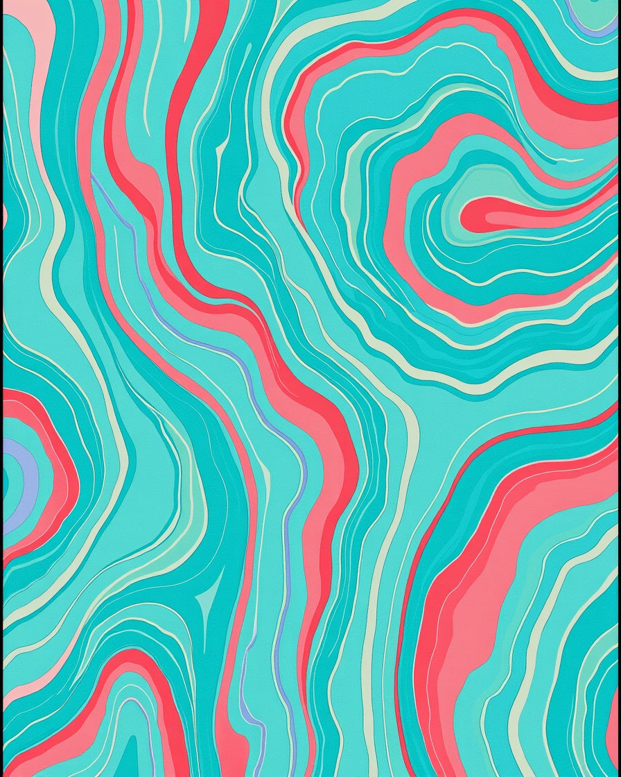 Aqua Coral Swirl Stripe Pattern Design Rug