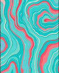Aqua Coral Swirl Stripe Pattern Design Rug
