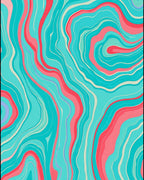 Aqua Coral Swirl Stripe Pattern Design Rug