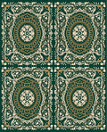 Intricate Medallion Green Gold Pattern Rug