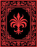 Red Floral Classic Emblem Pattern Rug