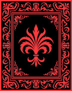 Red Floral Classic Emblem Pattern Rug