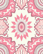 Pink Floral Mandala Pattern Rug