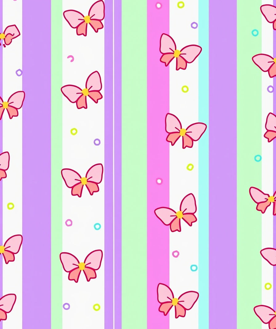 Pastel Bows With Stripes Pattern Rug