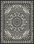 Intricate Black and Cream Mandala Design Rug