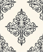 Ornate Scrollwork Damask Pattern Rug
