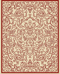 Ornate Red Vines Floral Medallion Rug