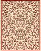 Ornate Red Vines Floral Medallion Rug