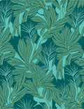 Tropical Leaf Patterned Teal Rug