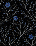 Blue Floral Botanical Pattern Rug