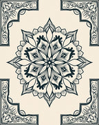 Monochromatic Floral Mandala Pattern Rug