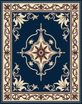 Art Nouveau Cream Blue Floral Border Rug