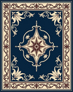 Art Nouveau Cream Blue Floral Border Rug
