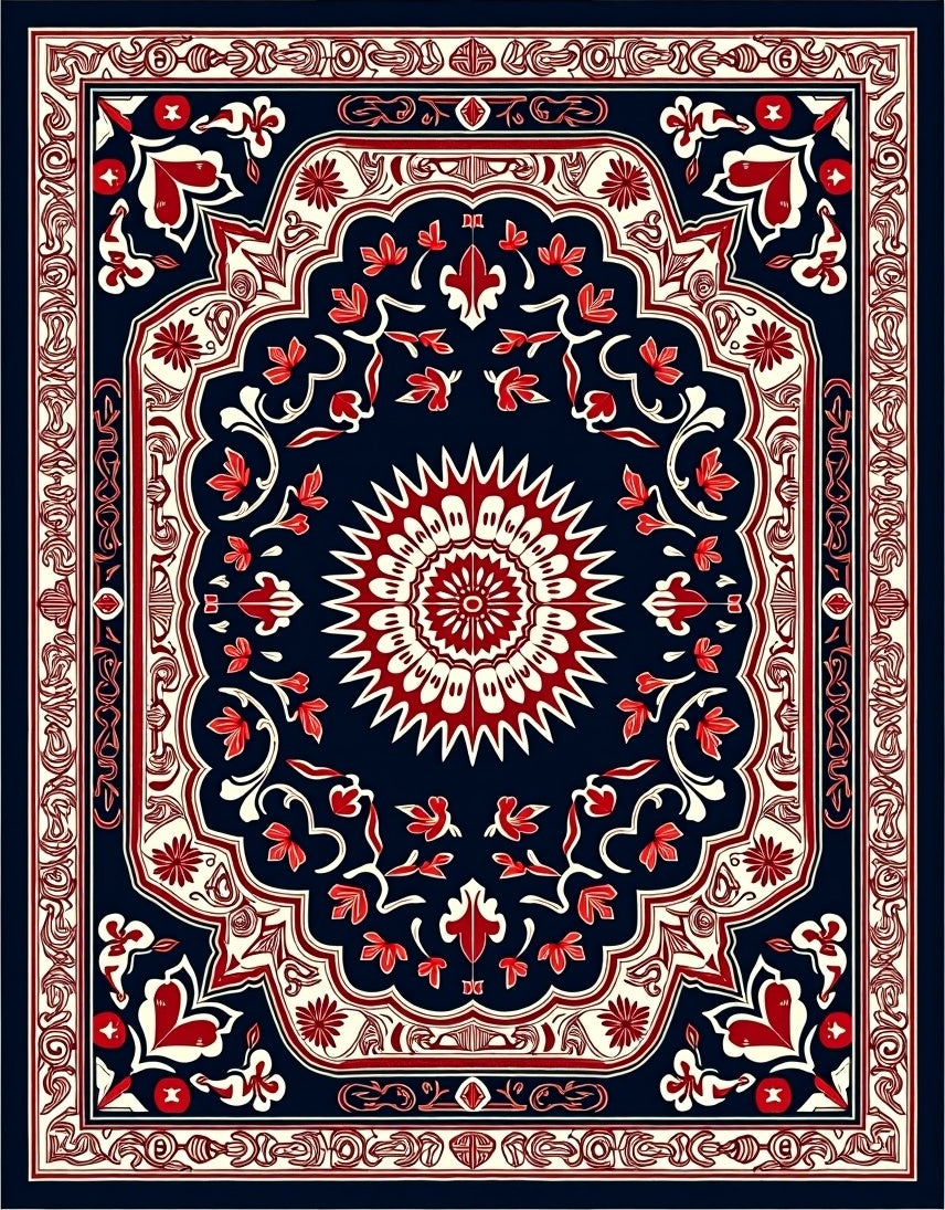 Intricate Floral Medallion Pattern Rug