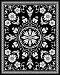 Black White Floral Medallion Pattern Rug