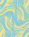 Abstract Swirl Blue Yellow Pattern Rug