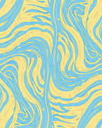 Abstract Swirl Blue Yellow Pattern Rug