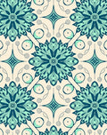 Teal Floral Art Deco Rug