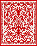 Bold Red Floral Medallion Pattern Rug