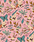 Whimsical Butterflies and Botanical Vines Design Rug