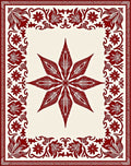 Deep Red Floral Star Border Design Rug
