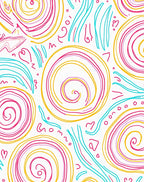 Whimsical Swirls Waves Pattern Rug
