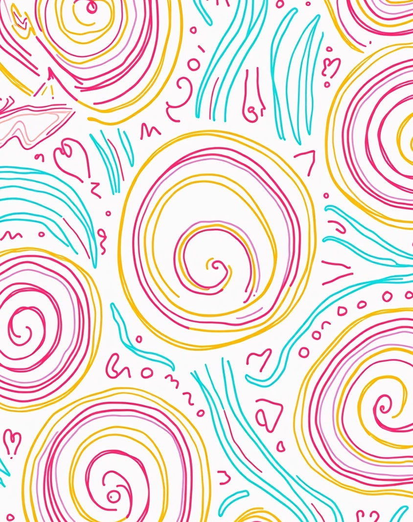 Whimsical Swirls Waves Pattern Rug